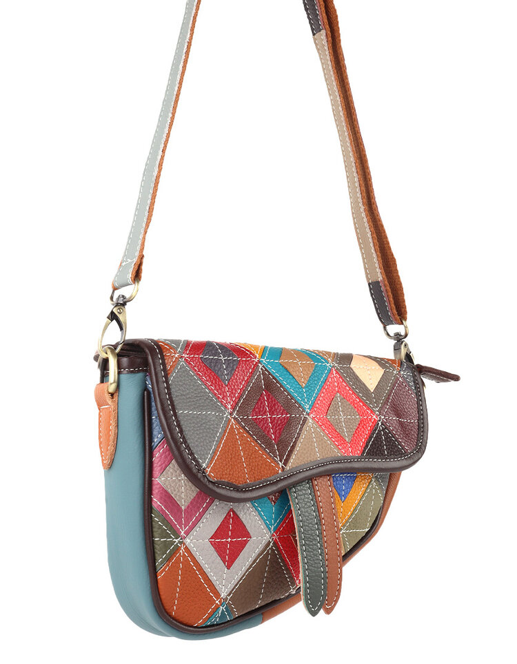 Giuliano Leather  Leder-Schultertasche | Multicolor kariert | 552270