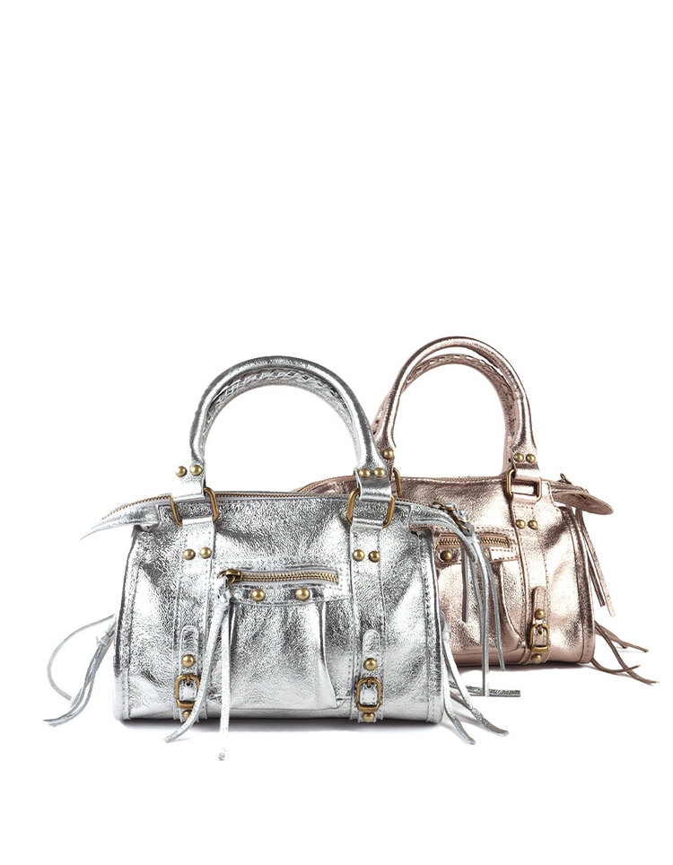 Lederen handtas | 552928 Metallic