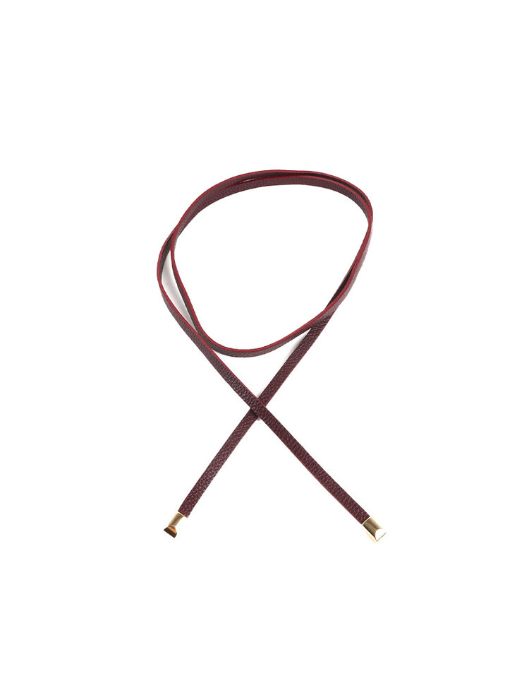 Giuliano Leather  Lederen Knoopriem – Smal (Grof Leer)