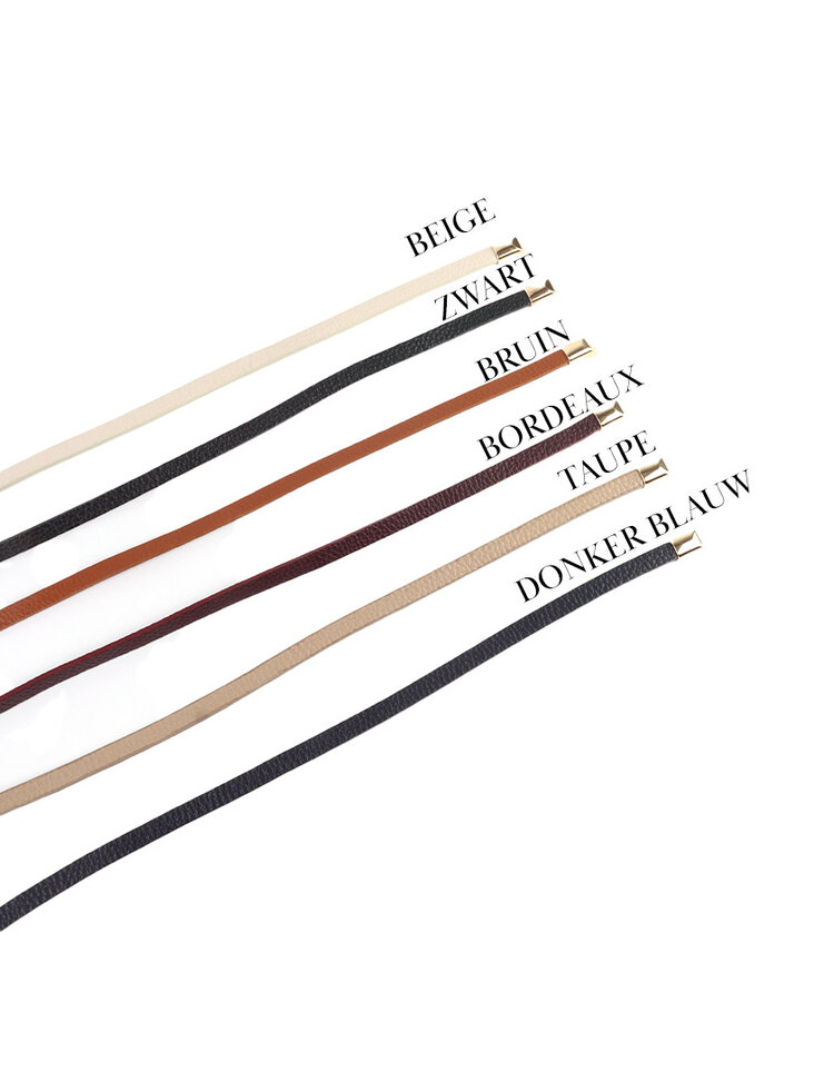 Giuliano Leather  Lederen Knoopriem – Smal (Grof Leer)