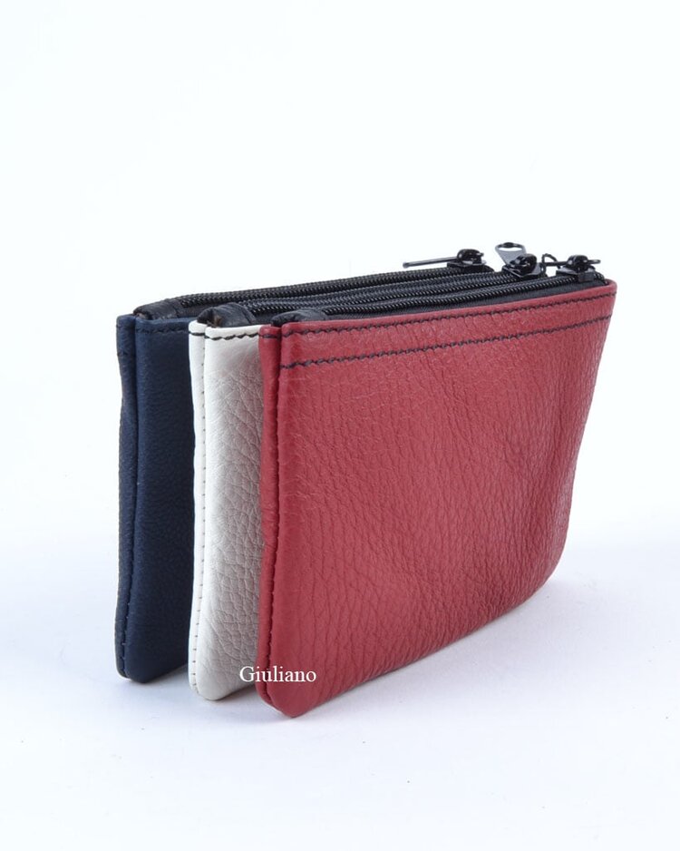 Giuliano Leather wallet  |  3 compartments - Tricolor