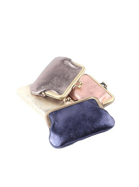 Leder-Bügelgeldbörse Metallic | 559040