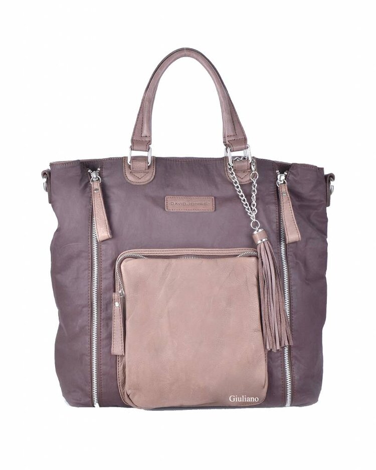 David Jones | Leder-Handtasche mit Nylon 552486