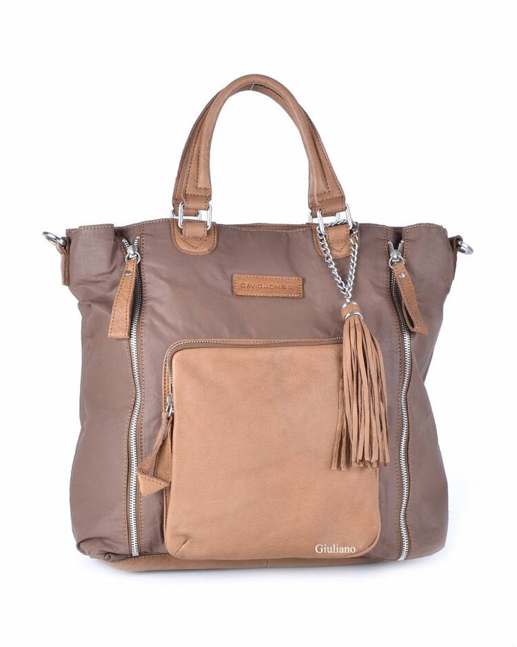 David Jones | Leder-Handtasche mit Nylon 552486