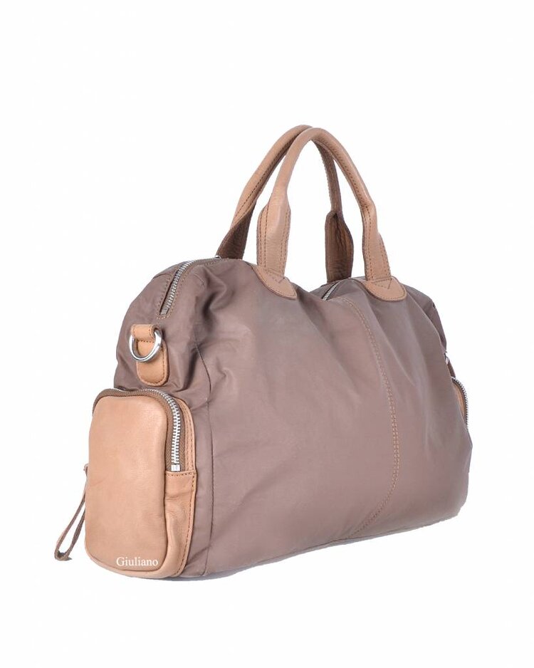 David Jones | Leder-Handtasche mit Nylon 552487