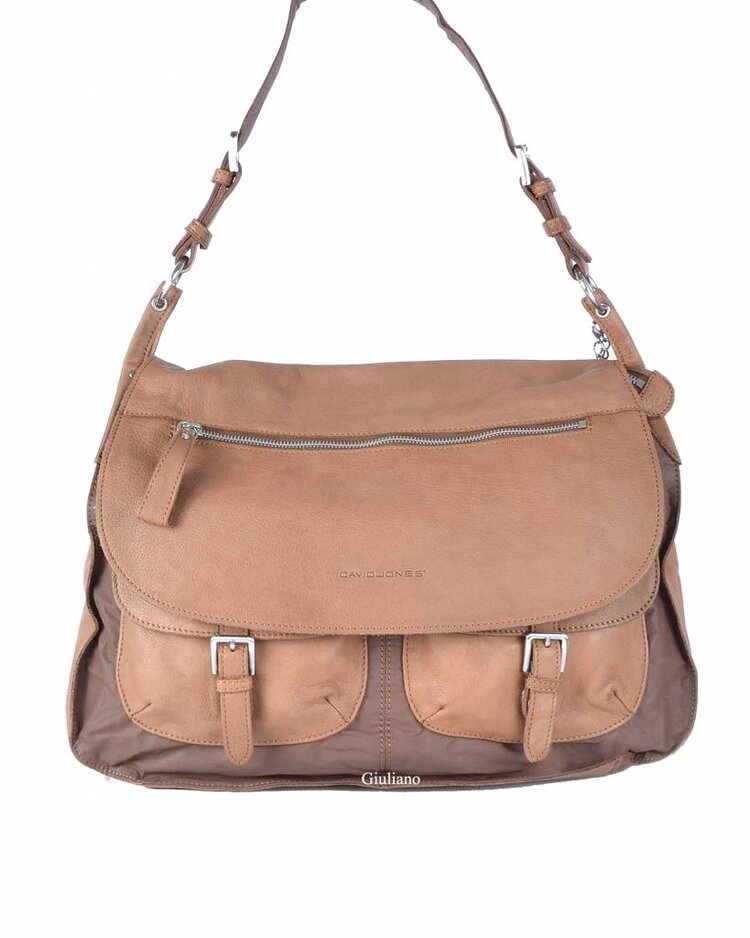 David Jones | Leder-Schultertasche mit Nylon