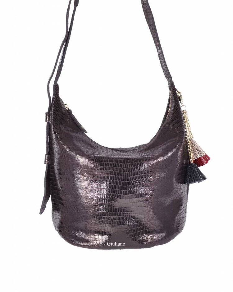 Lederen schoudertas | Lichtglanzend  | 552489