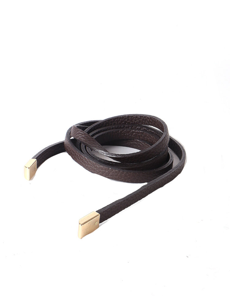 Giuliano Leather  Lederen Knoopriem – Smal (Grof Leer)