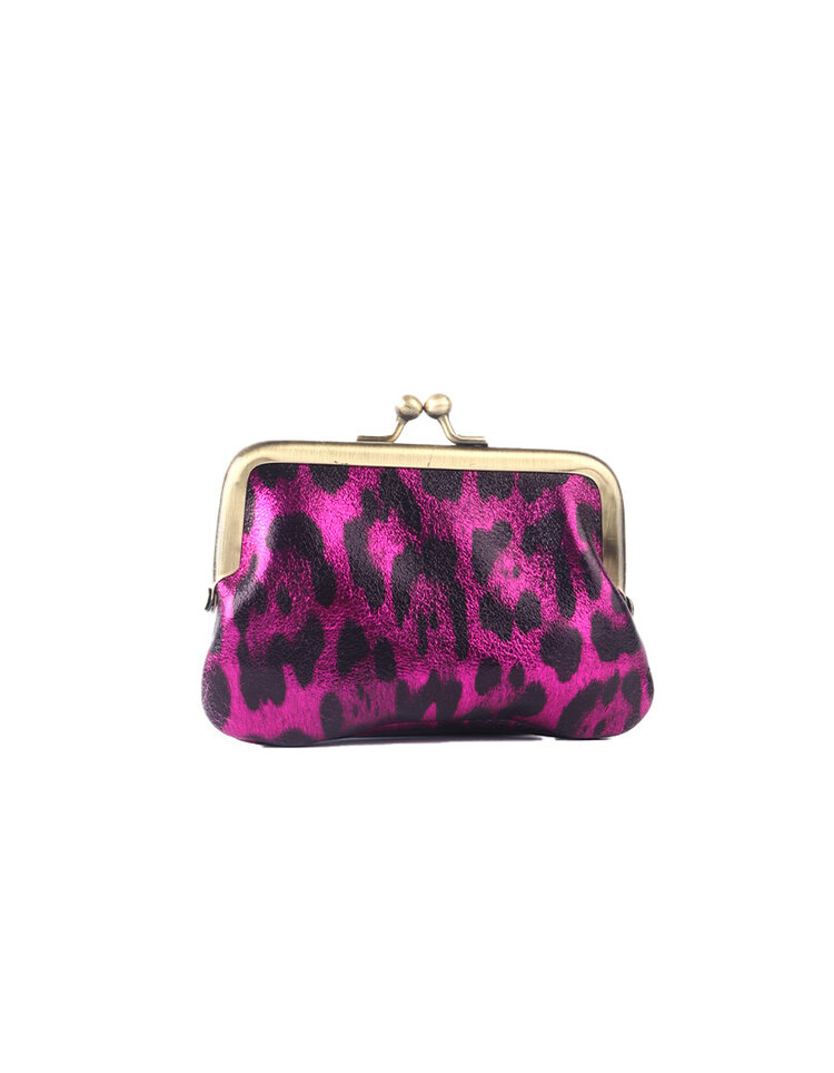 Giuliano Leather  Leder-Bügelgeldbörse Metallic | Leopard | 559040