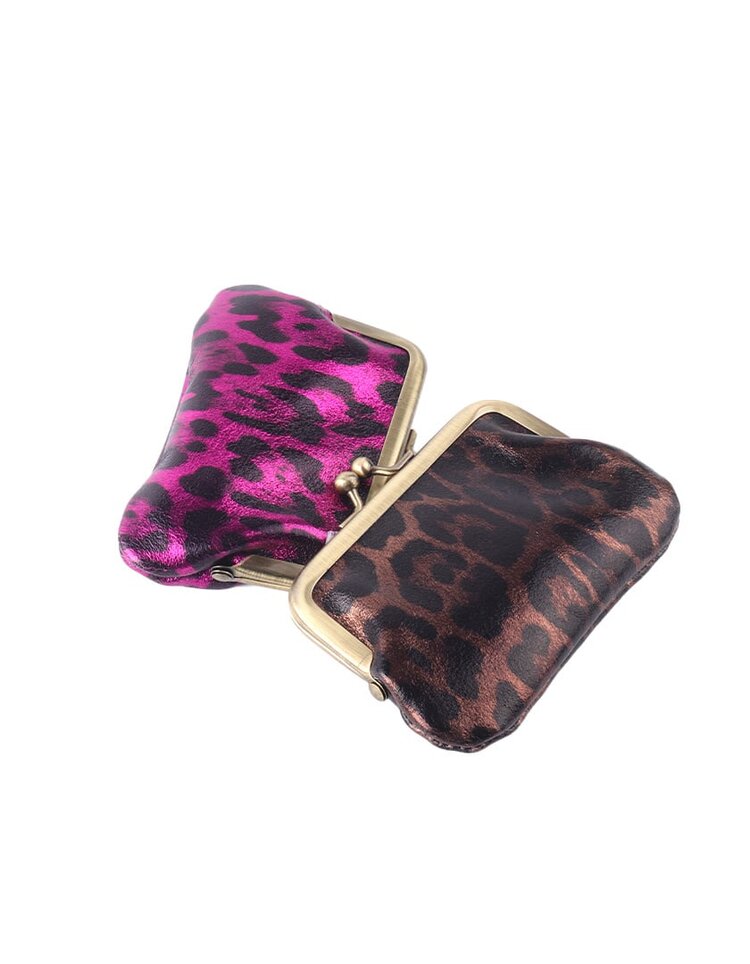 Giuliano Leather  Leder-Bügelgeldbörse Metallic | Leopard | 559040