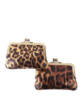 Giuliano Leather  Leder-Bügelgeldbörse Metallic | Leopard | 559040