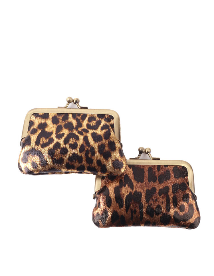 Giuliano Leather  Leder-Bügelgeldbörse Metallic | Leopard | 559040