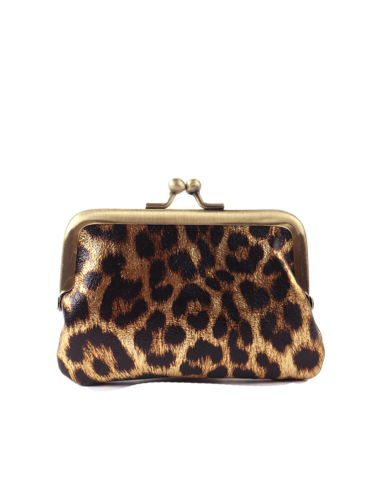 Giuliano Leather  Leder-Bügelgeldbörse Metallic | Leopard | 559040