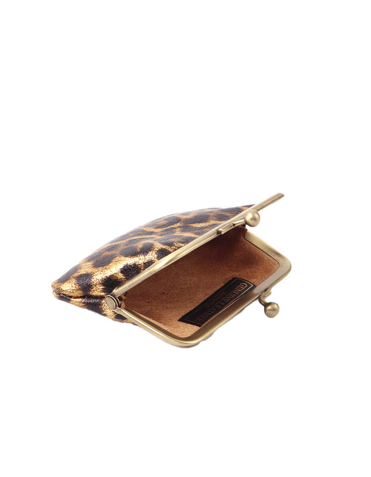 Giuliano Leather  Leder-Bügelgeldbörse Metallic | Leopard | 559040