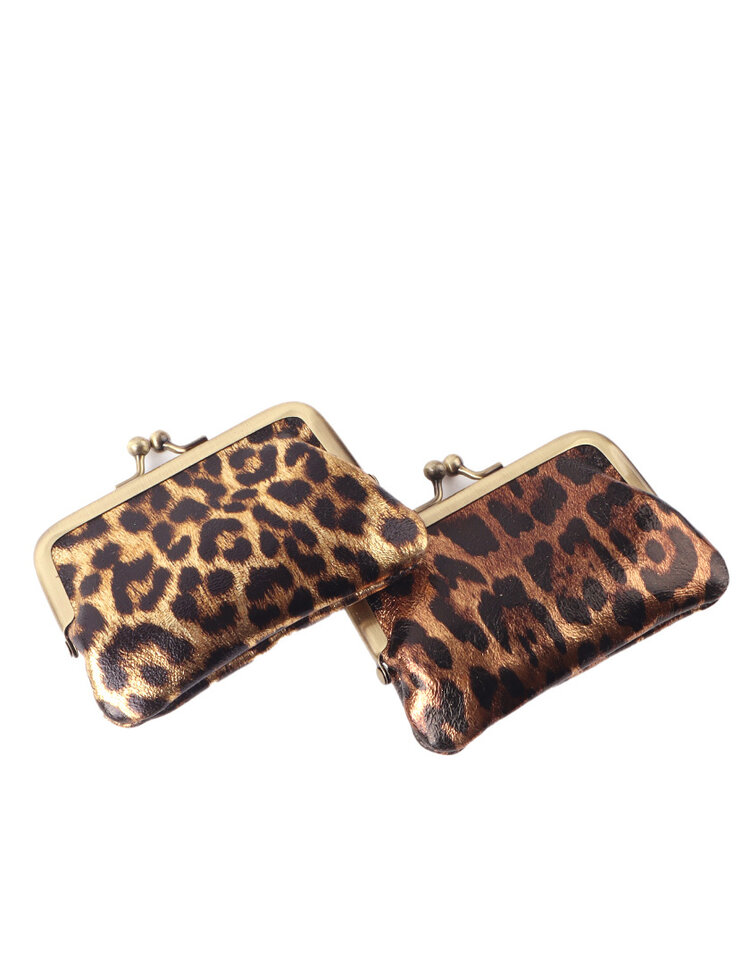 Giuliano Leather  Leder-Bügelgeldbörse Metallic | Leopard | 559040