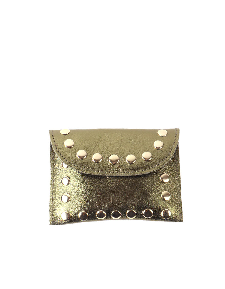 Leather wallet metallic  with studs