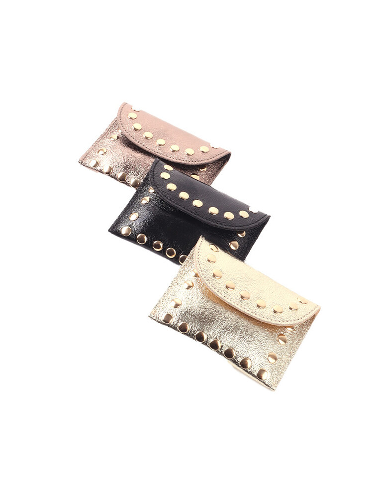 Giuliano Leather  Lederen portemonnee | Metallic met studs | 559062