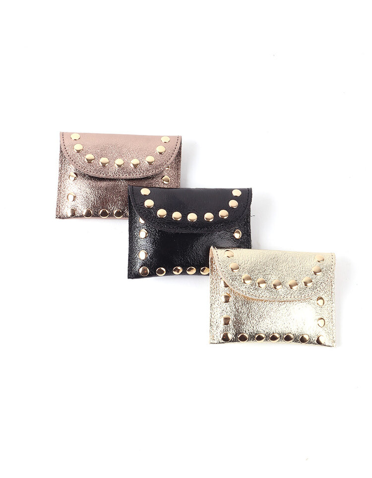 Giuliano Leather  Lederen portemonnee | Metallic met studs | 559062