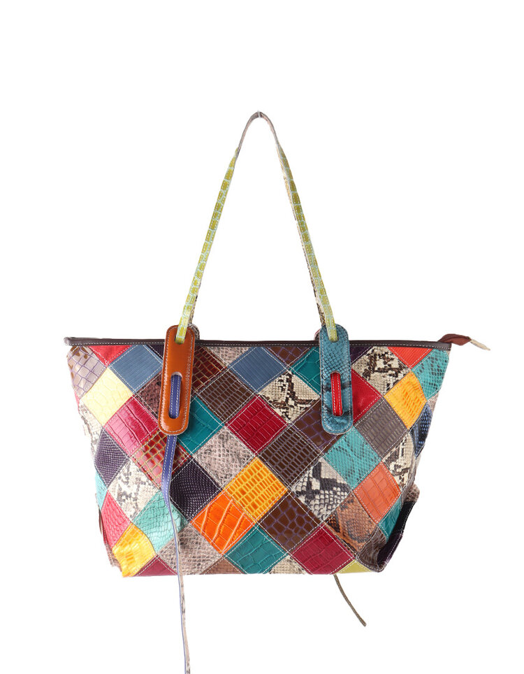 Lederen handtas | Multicolor | 552859