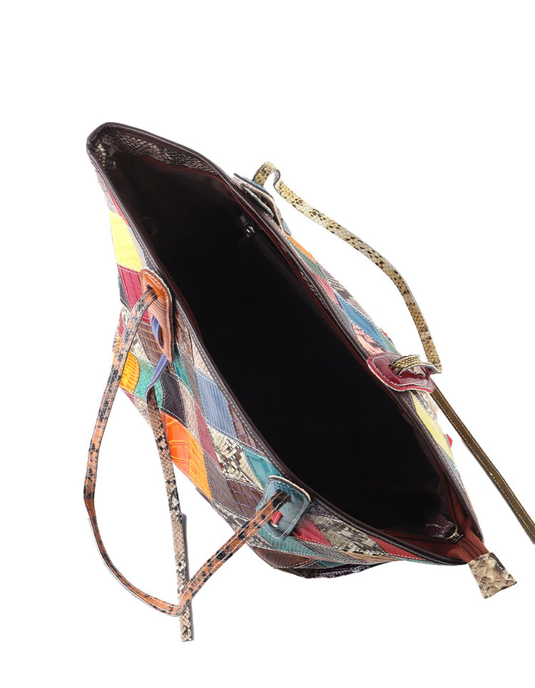 Lederen handtas | Multicolor | 552859