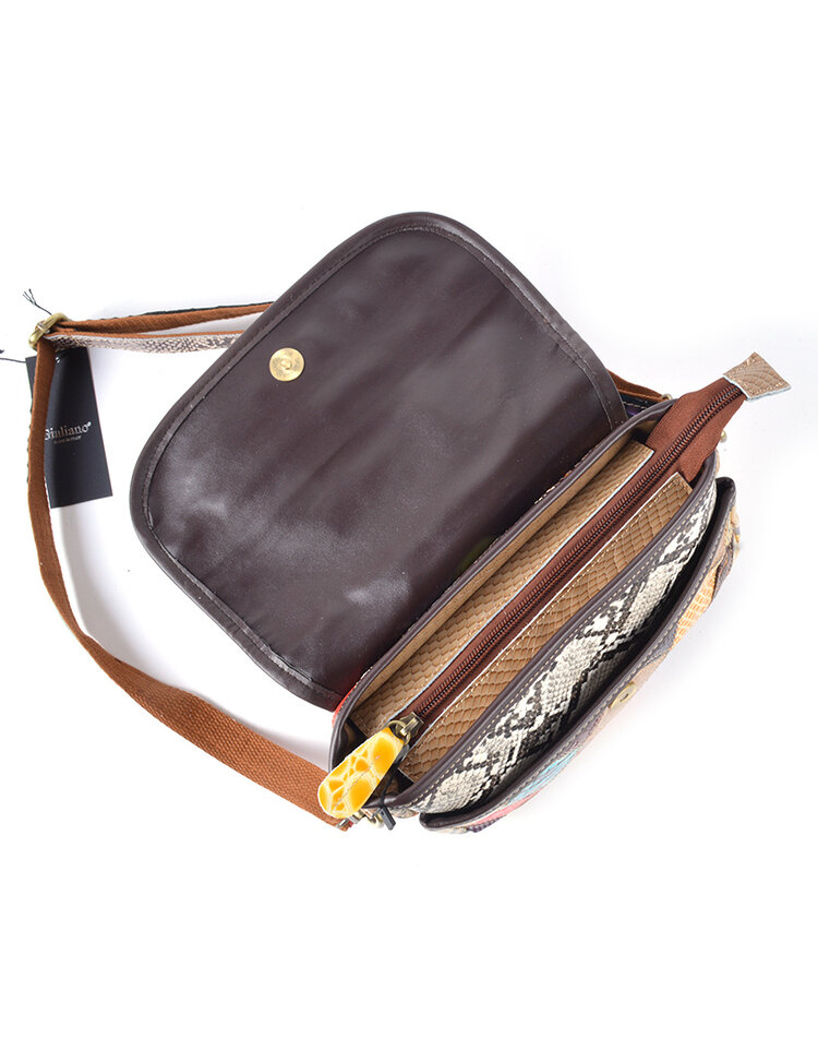 Giuliano Leather  Leder-Schultertasche | Multicolor kariert | 552263