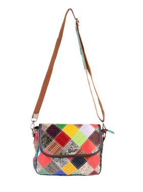 Giuliano Leather  Leder-Schultertasche | Multicolor kariert | 552263