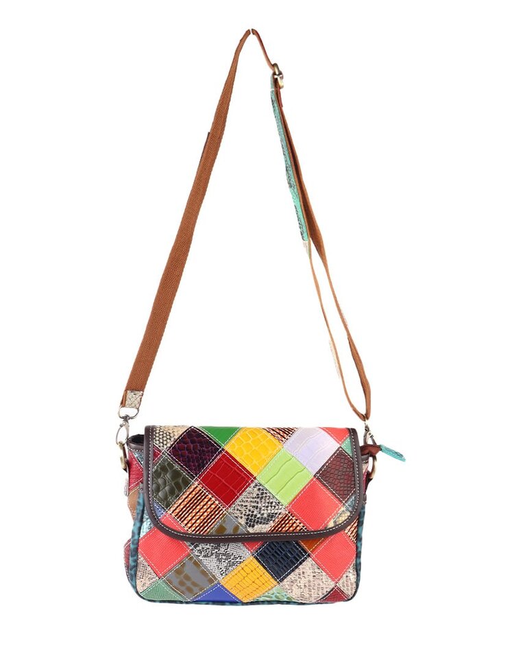 Giuliano Leather  Leder-Schultertasche | Multicolor kariert | 552263
