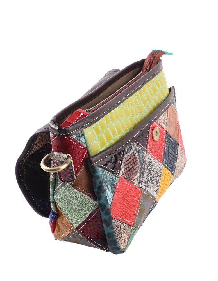 Giuliano Leather  Leder-Schultertasche | Multicolor kariert | 552263