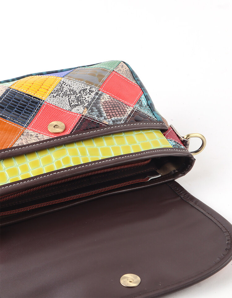 Giuliano Leather  Leder-Schultertasche | Multicolor kariert | 552263