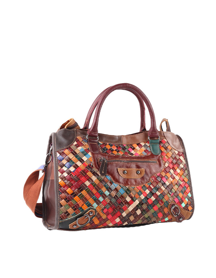 Giuliano Leather  Lederen handtas | Multicolor gevlochten | 552682