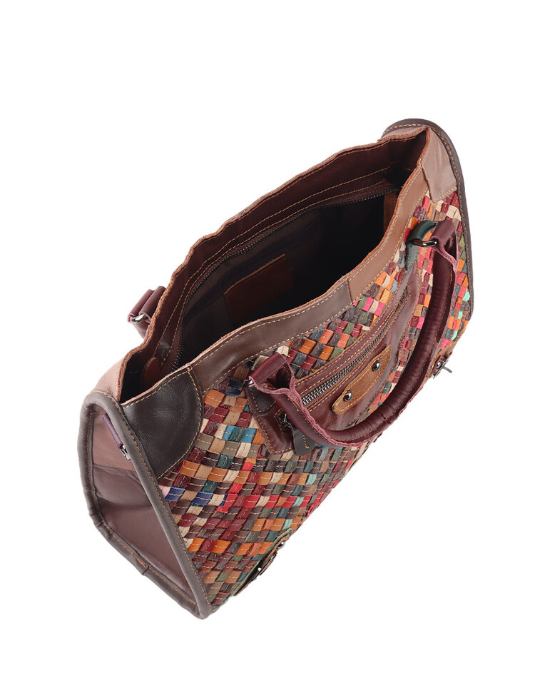 Giuliano Leather  Lederen handtas | Multicolor gevlochten | 552682