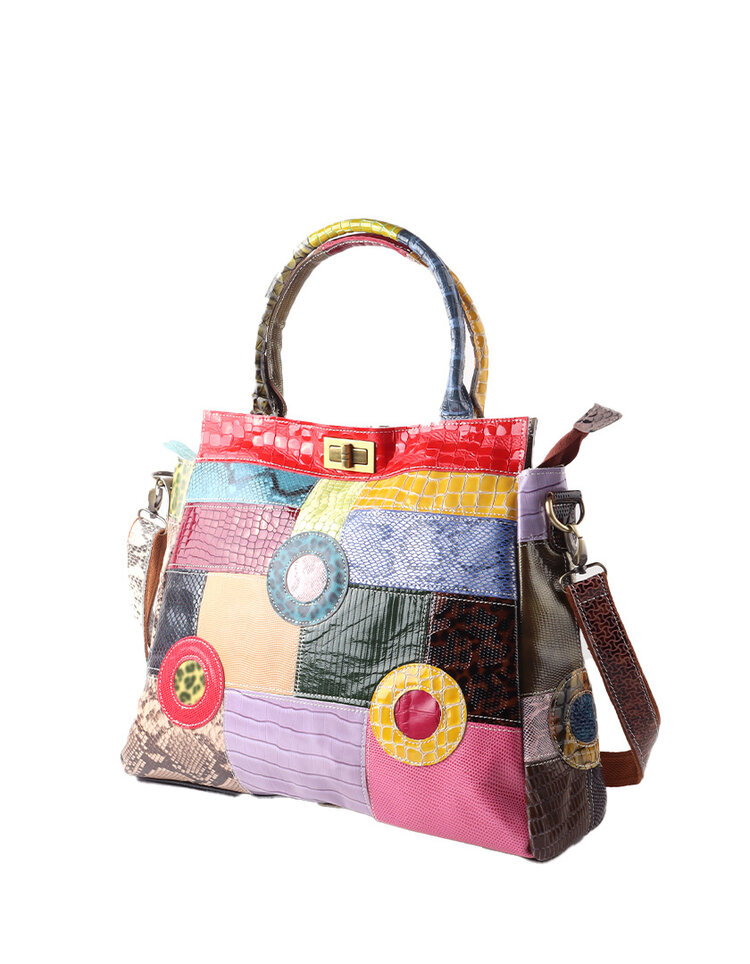 Lederen handtas | Multicolor | 552459