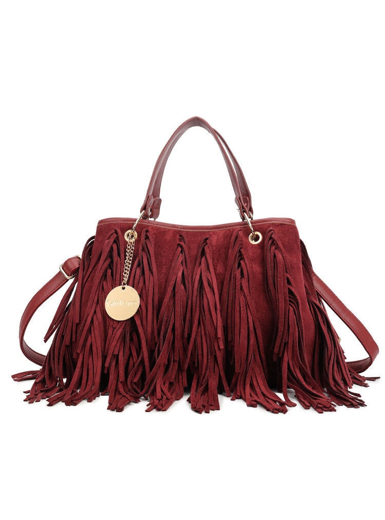 Kunstlederen suede handtas | Franjes | 80172