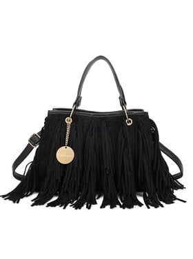 Kunstlederen suede handtas | Franjes | 80172