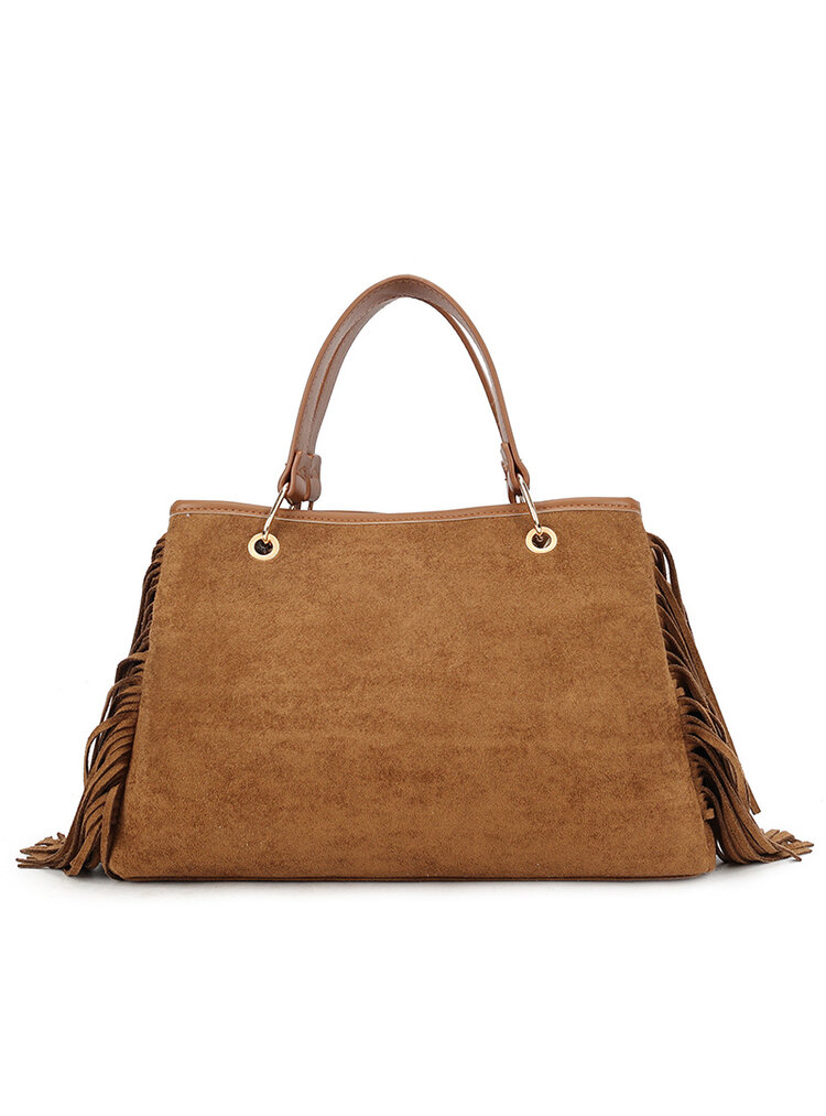 Faux suede handbag | Fringes | 80172