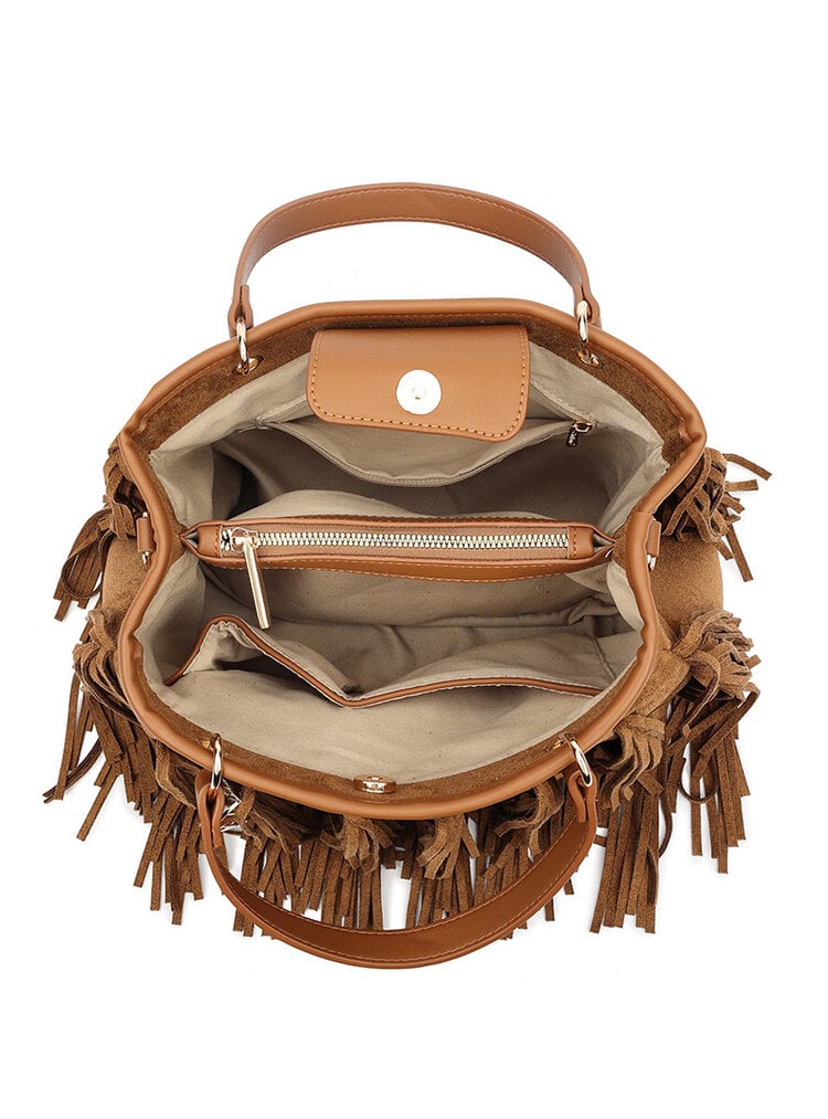 Kunstwildleder-Handtasche | Fransen | 80172