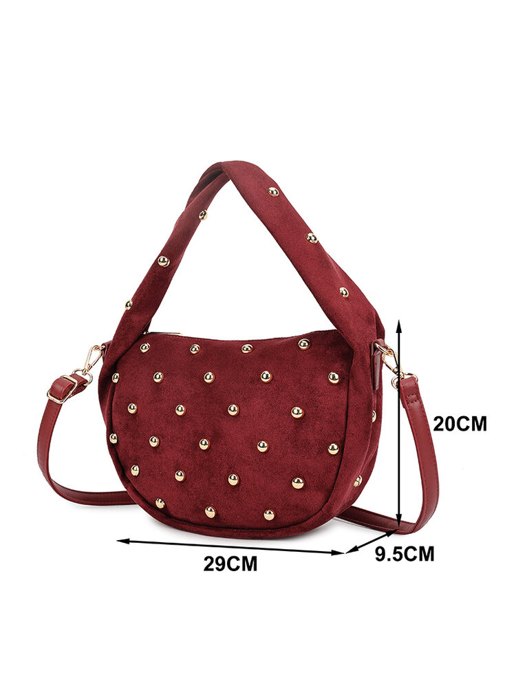 Kunstlederen suede schoudertas | Studs | 80173