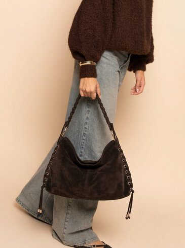 Leder-Schultertasche | Wildleder | 552657