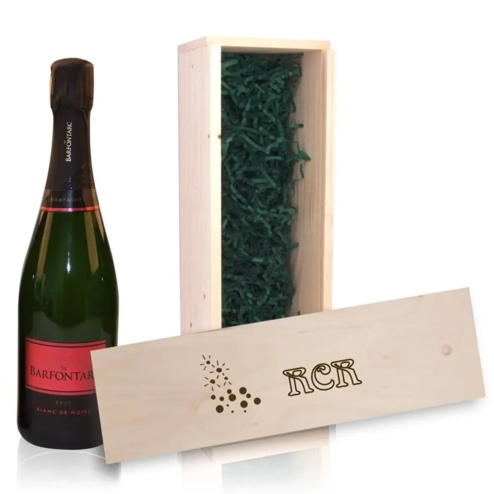Fles Champagne in houten kist