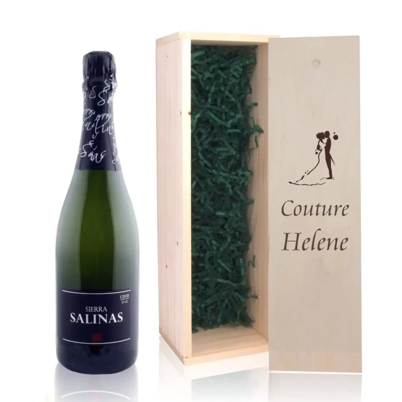 Fles Cava in houten kist