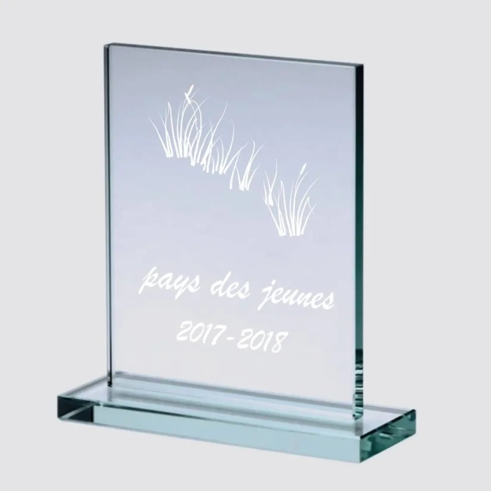 Trophée en verre avec gravure