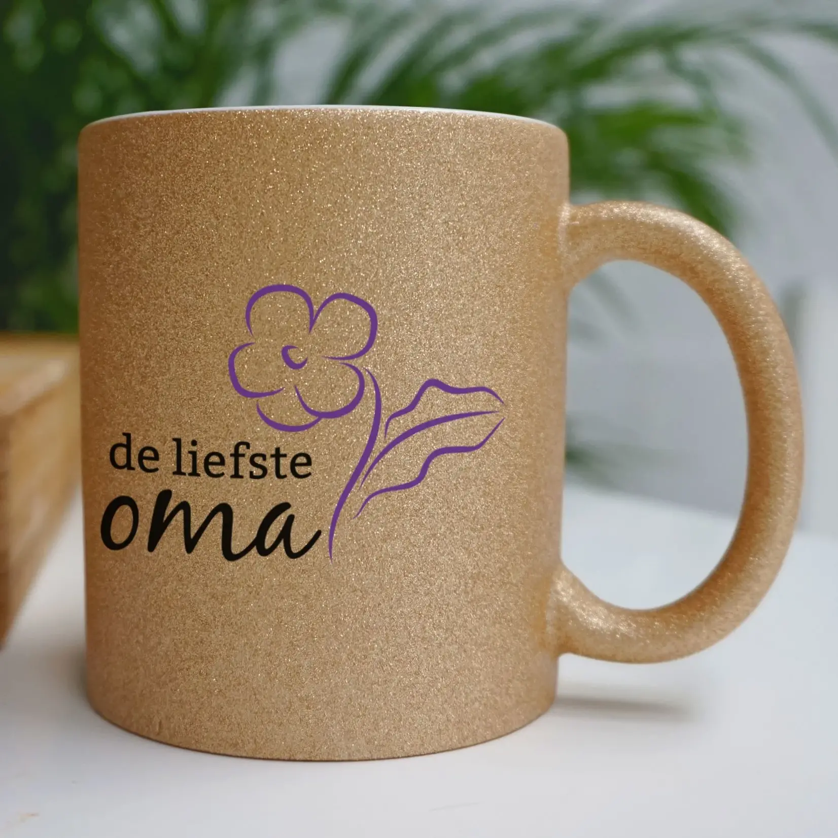 Glitter mok met bedrukking