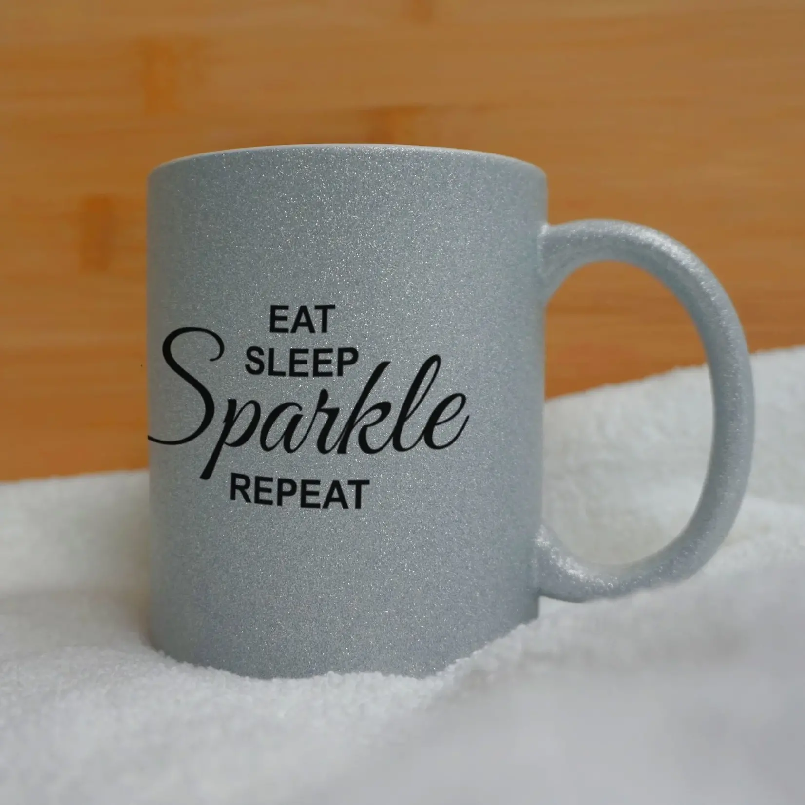 Glitter mok met bedrukking