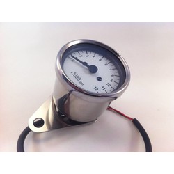 12.000 RPM Tachometer Black / White - CafeRacerWebshop.de