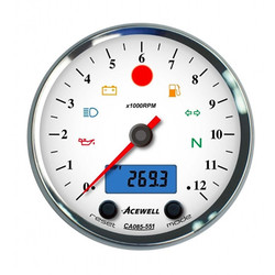 Acewell CA085 12.000RPM Speedo Weiss / Chrom