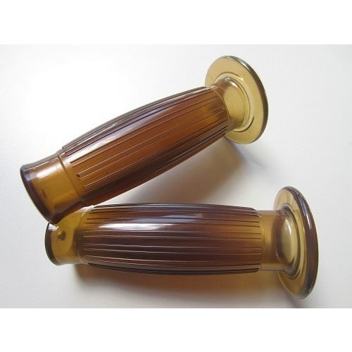 Emgo Beston Cafe Racer Balloon Handlebar Grips Gel Brown for 22 mm (7/8") Bars with 1" Throttle Side