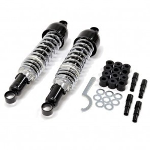 Emgo Black & Chrome Cafe Racer Schokdempers Type 3 - Oog/Oog Bevestiging, 325 mm & 335 mm