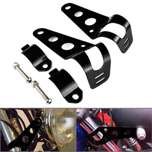 Emgo Supports de Phare Cafe Racer Retro Noir (Oreilles de Fourche) pour Fourches Avant 30-38 mm