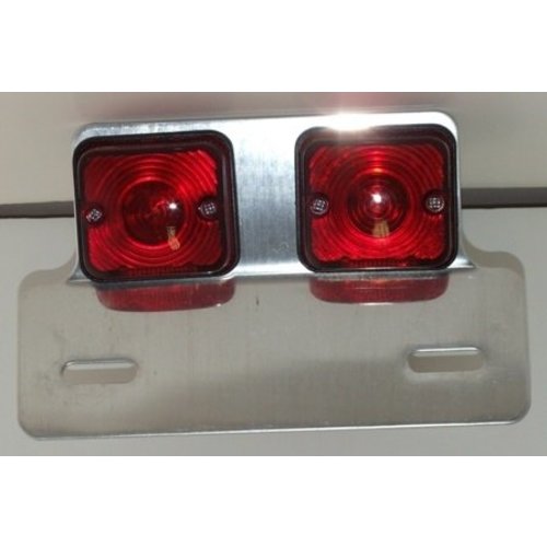 Emgo Rücklicht mit Doppelfaden-Glühlampe und quadratischer Alloy-Halterung - Cafe Style, 12V 23/3W