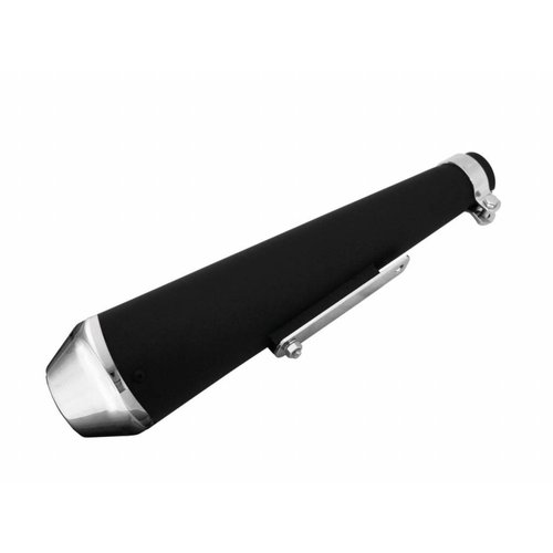 Emgo Megaton Silenciador Megáfono Reverse Cone Shorty Negro/Cromo 38 mm - 41 mm, 17" de longitud